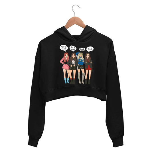 black pink whistle crop hoodie hooded sweatshirt upper winterwear music band buy online india the banyan tee tbt men women girls boys unisex black song k pop jennie lisa jisoo rose
