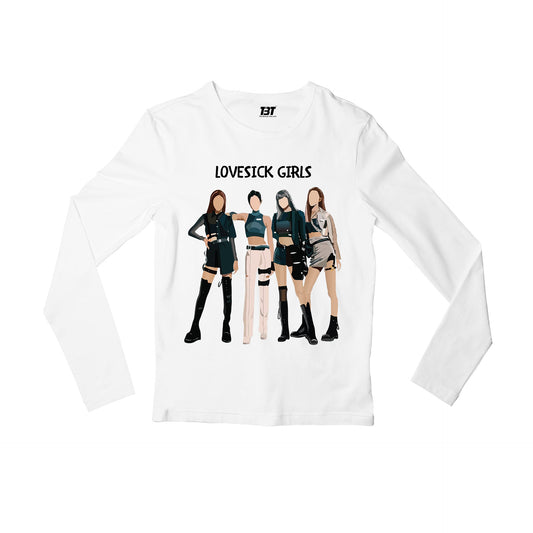black pink lovesick girls full sleeves long sleeves music band buy online india the banyan tee tbt men women girls boys unisex white song k pop jennie lisa jisoo rose