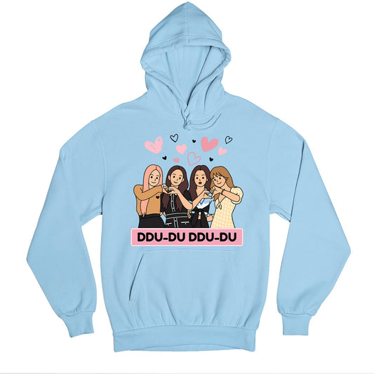 black pink ddu du ddu du du hoodie hooded sweatshirt winterwear music band buy online india the banyan tee tbt men women girls boys unisex baby blue song k pop jennie lisa jisoo rose