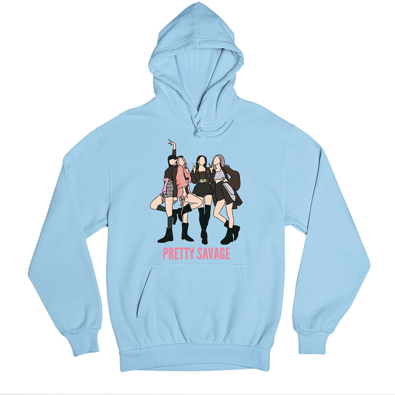 black pink pretty savage hoodie hooded sweatshirt winterwear music band buy online india the banyan tee tbt men women girls boys unisex baby blue song k pop jennie lisa jisoo rose