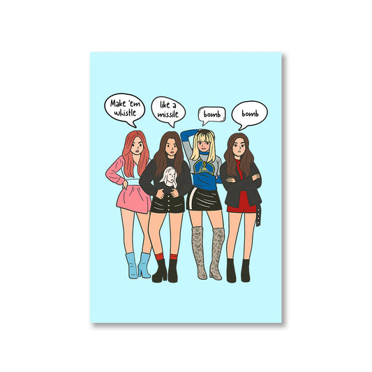 black pink whistle poster wall art buy online india the banyan tee tbt a4 song k pop jennie lisa jisoo rose
