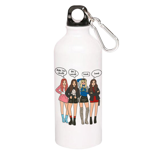 black pink whistle sipper steel water bottle flask gym shaker music band buy online india the banyan tee tbt men women girls boys unisex  song k pop jennie lisa jisoo rose