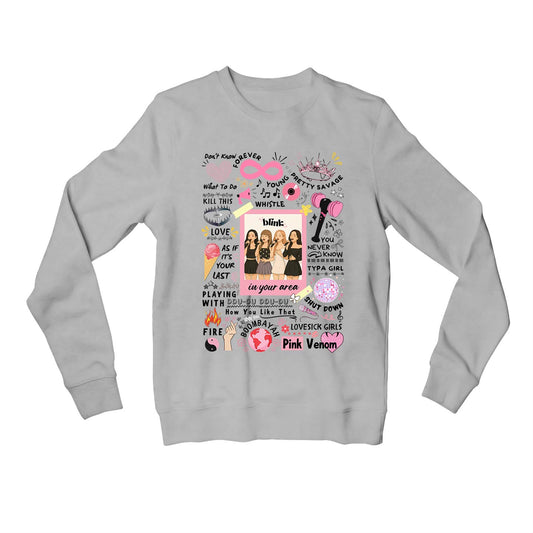black pink blink sweatshirt upper winterwear music band buy online india the banyan tee tbt men women girls boys unisex gray song k pop jennie lisa jisoo rose