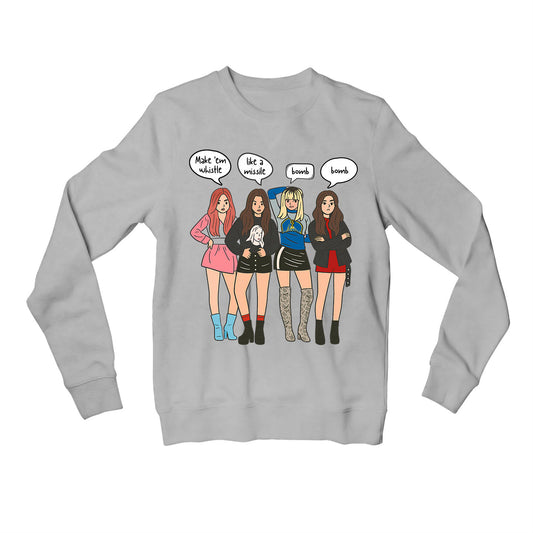 black pink whistle sweatshirt upper winterwear music band buy online india the banyan tee tbt men women girls boys unisex gray song k pop jennie lisa jisoo rose