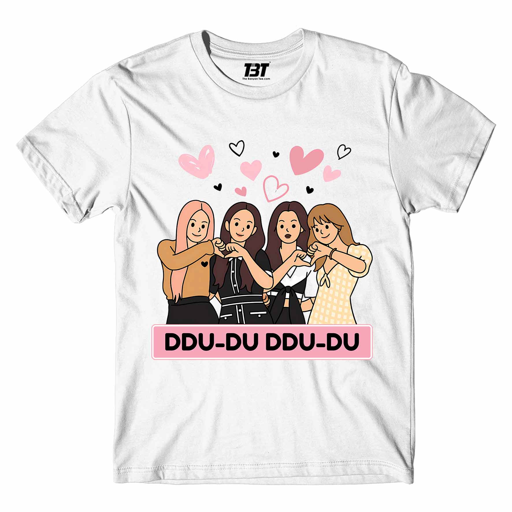 black pink ddu du ddu du du t-shirt music band buy online india the banyan tee tbt men women girls boys unisex white song k pop jennie lisa jisoo rose
