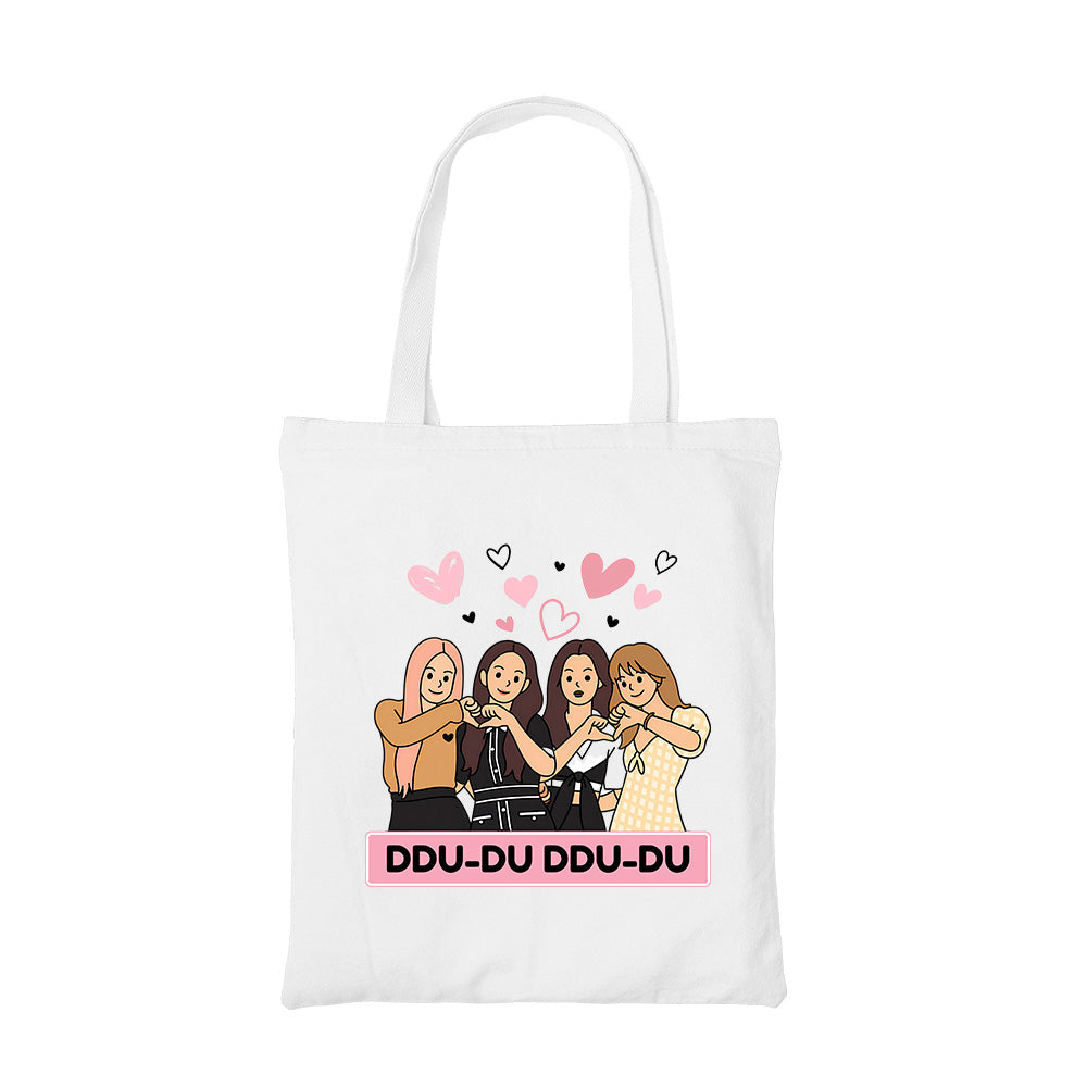 black pink ddu du ddu du du tote bag hand printed cotton women men unisex