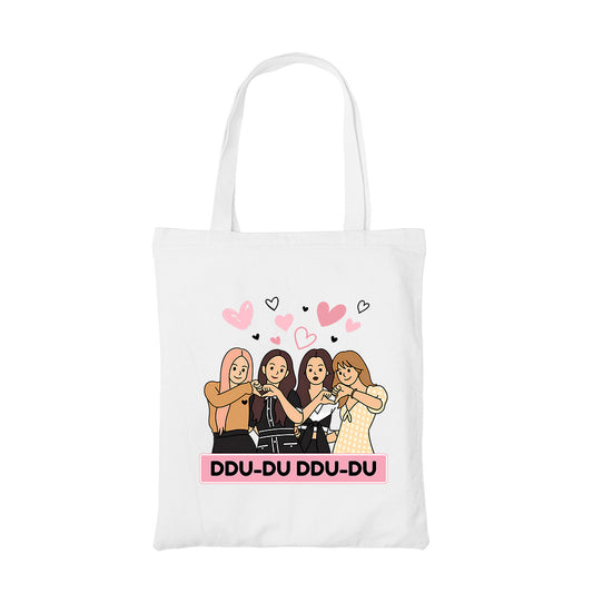 black pink ddu du ddu du du tote bag hand printed cotton women men unisex