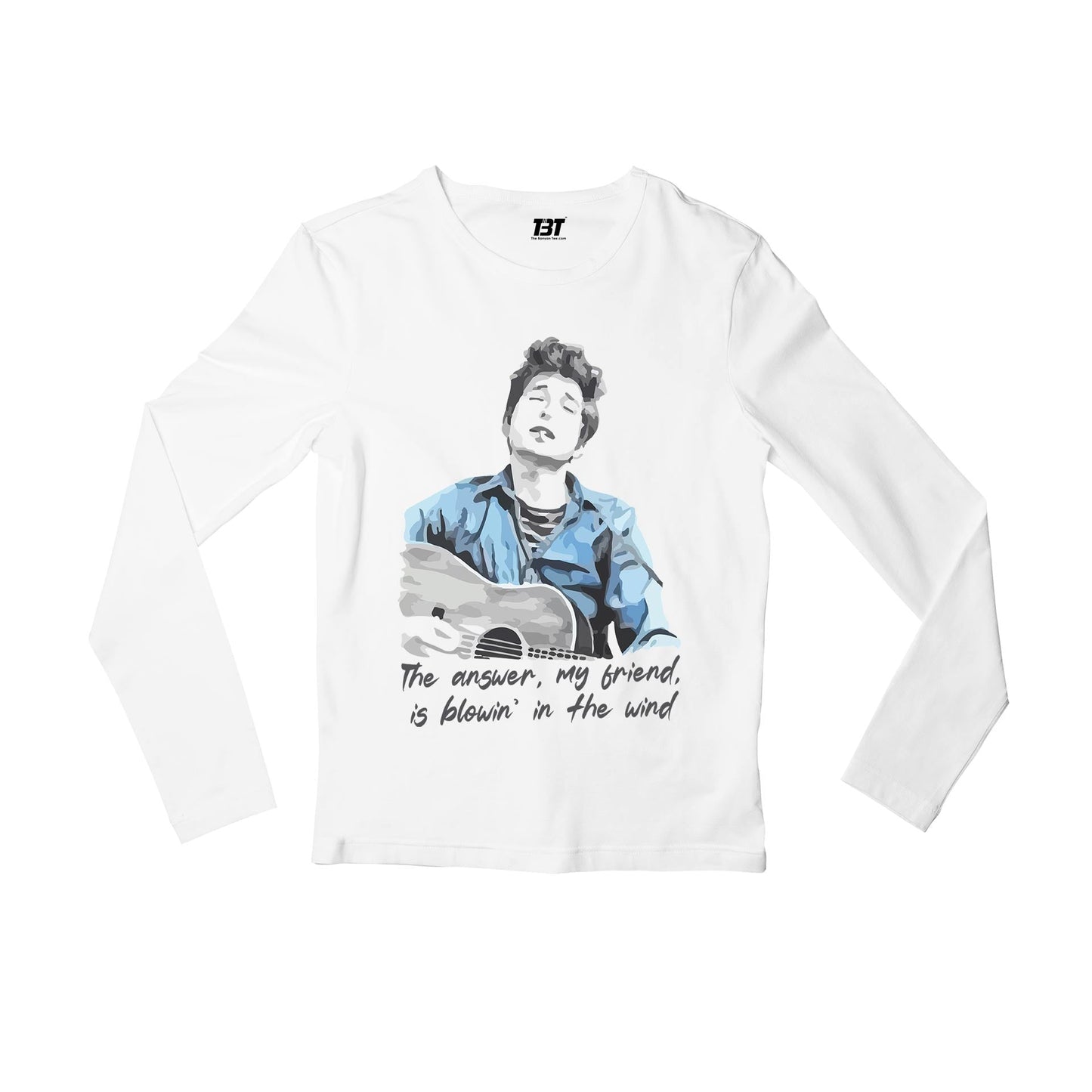 bob dylan blowin' in the wind full sleeves long sleeves music band buy online india the banyan tee tbt men women girls boys unisex white