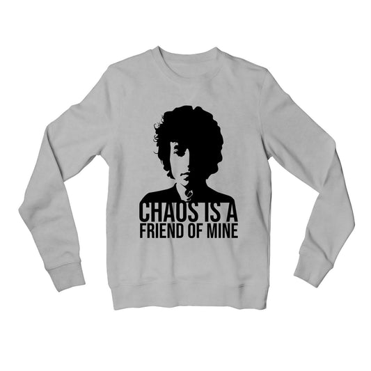 bob dylan chaos is a friend of mine sweatshirt upper winterwear music band buy online india the banyan tee tbt men women girls boys unisex gray