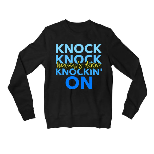 bob dylan knockin' on heaven's door sweatshirt upper winterwear music band buy online india the banyan tee tbt men women girls boys unisex black