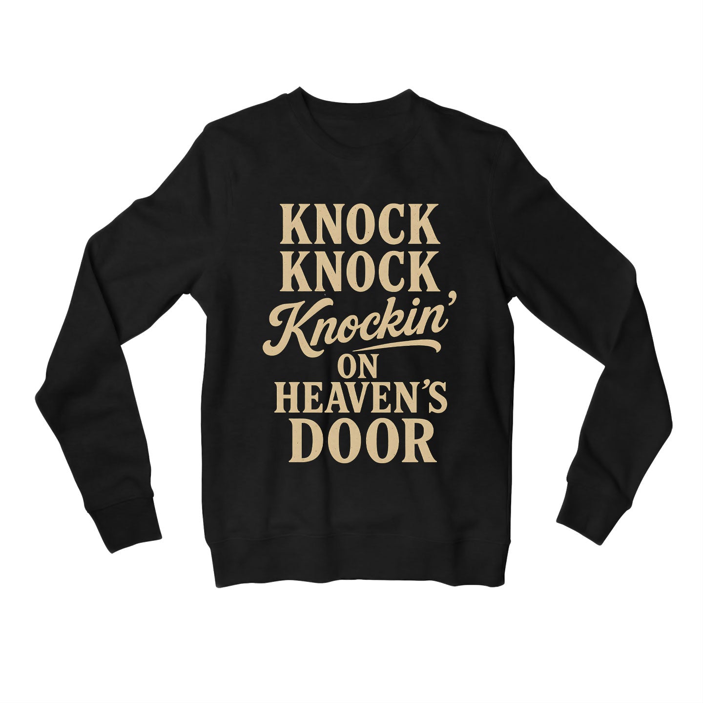 bob dylan knockin' on heaven's door sweatshirt upper winterwear music band buy online india the banyan tee tbt men women girls boys unisex black