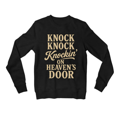 bob dylan knockin' on heaven's door sweatshirt upper winterwear music band buy online india the banyan tee tbt men women girls boys unisex black