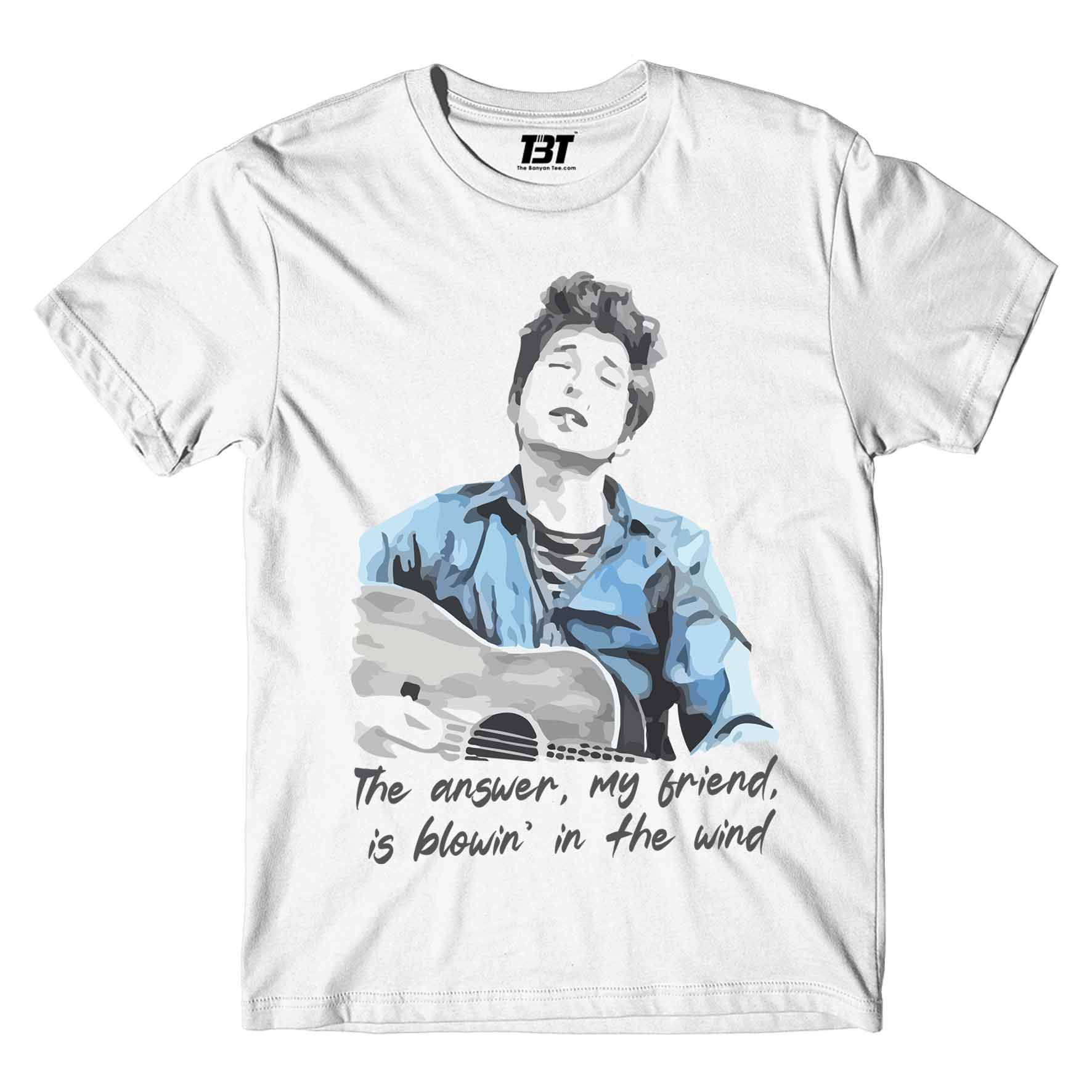 bob dylan blowin' in the wind t-shirt music band buy online india the banyan tee tbt men women girls boys unisex white