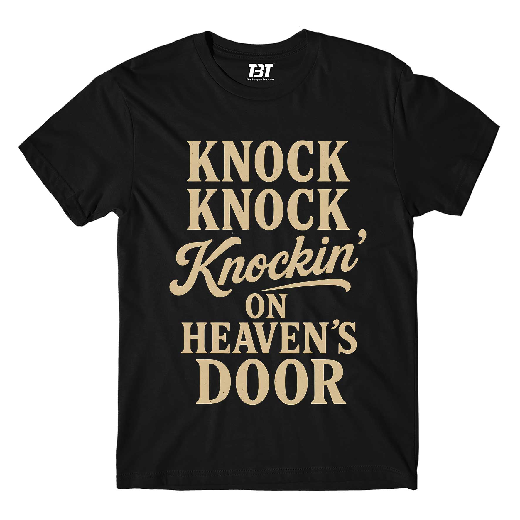 bob dylan knockin' on heaven's door t-shirt music band buy online india the banyan tee tbt men women girls boys unisex black