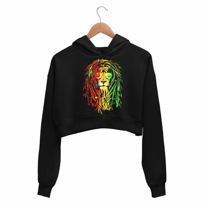 bob marley rasta lion crop hoodie hooded sweatshirt upper winterwear music band buy online india the banyan tee tbt men women girls boys unisex black