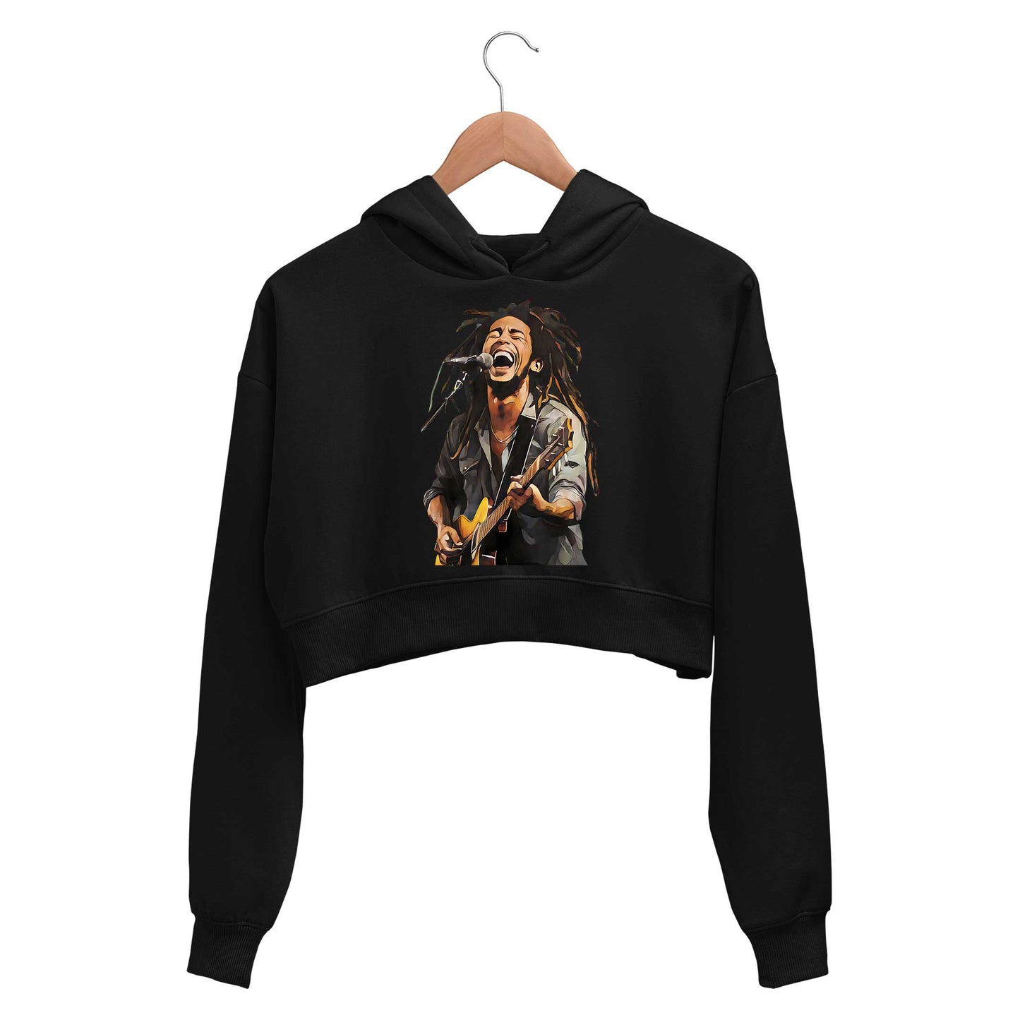 bob marley fan art crop hoodie hooded sweatshirt upper winterwear music band buy online india the banyan tee tbt men women girls boys unisex black