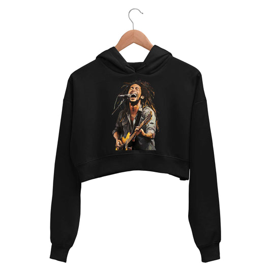 bob marley fan art crop hoodie hooded sweatshirt upper winterwear music band buy online india the banyan tee tbt men women girls boys unisex black