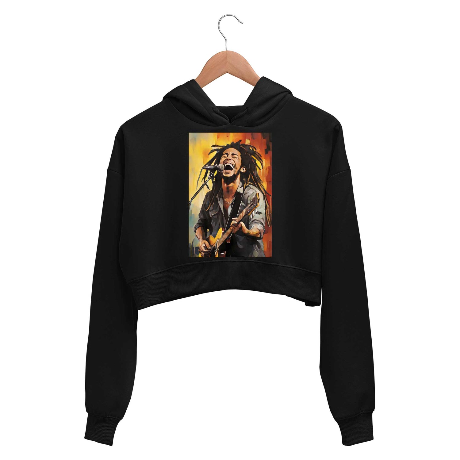 bob marley fan art crop hoodie hooded sweatshirt upper winterwear music band buy online india the banyan tee tbt men women girls boys unisex black