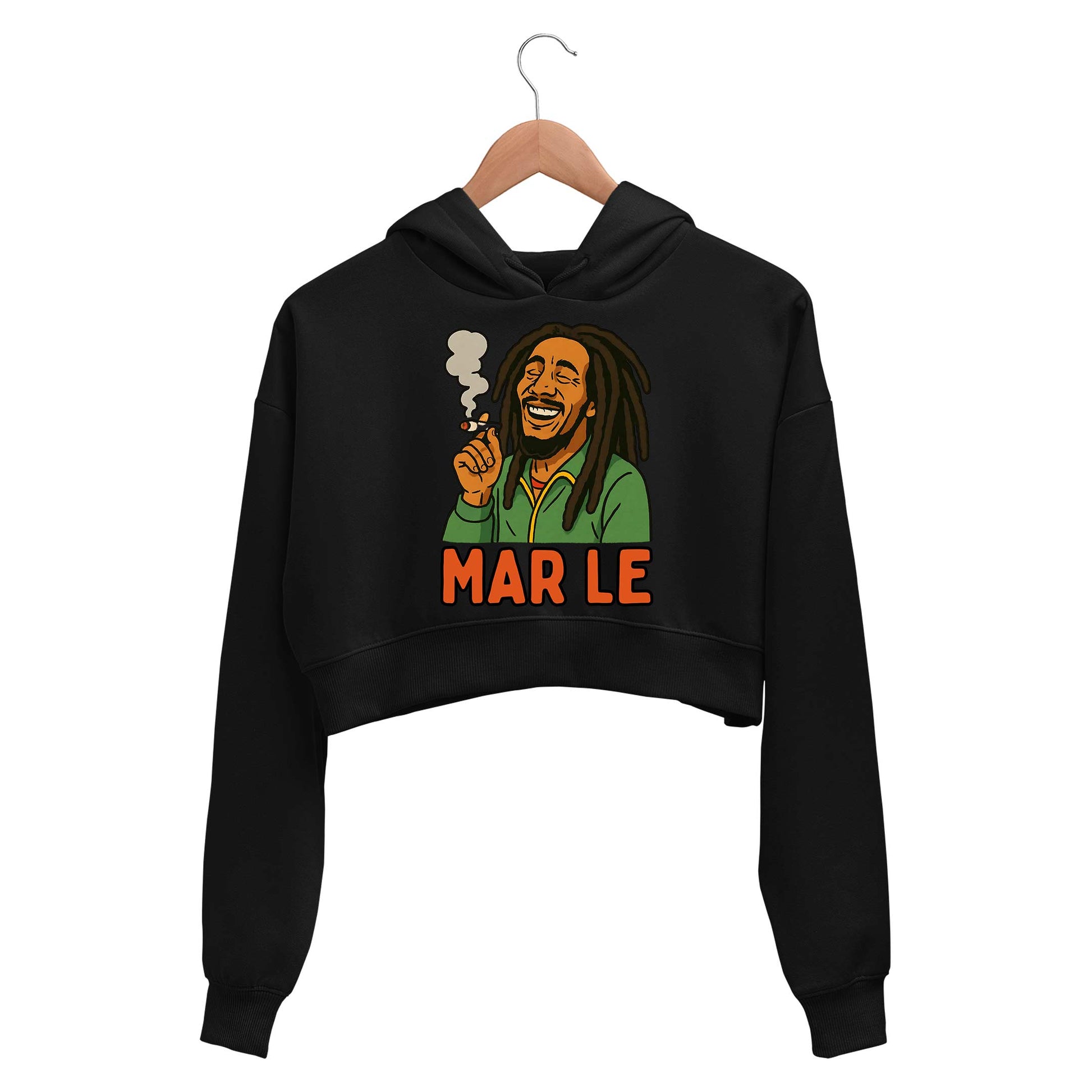 bob marley mar le crop hoodie hooded sweatshirt upper winterwear music band buy online india the banyan tee tbt men women girls boys unisex black