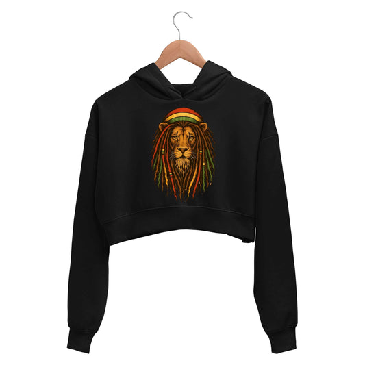bob marley rasta lion crop hoodie hooded sweatshirt upper winterwear music band buy online india the banyan tee tbt men women girls boys unisex black