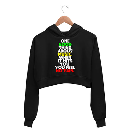 bob marley good thing about music crop hoodie hooded sweatshirt upper winterwear music band buy online india the banyan tee tbt men women girls boys unisex black