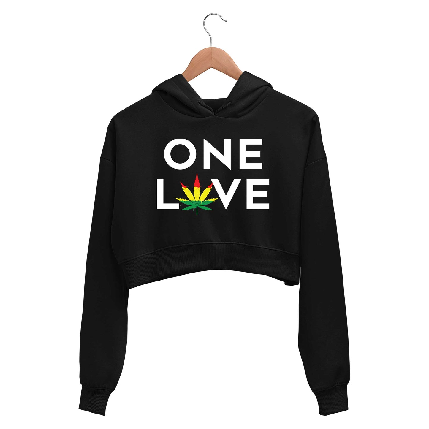 bob marley one love crop hoodie hooded sweatshirt upper winterwear music band buy online india the banyan tee tbt men women girls boys unisex black