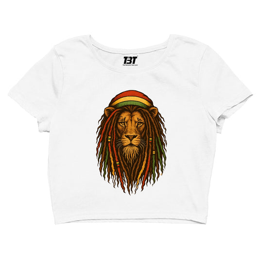 bob marley rasta lion crop top music band buy online india the banyan tee tbt men women girls boys unisex White