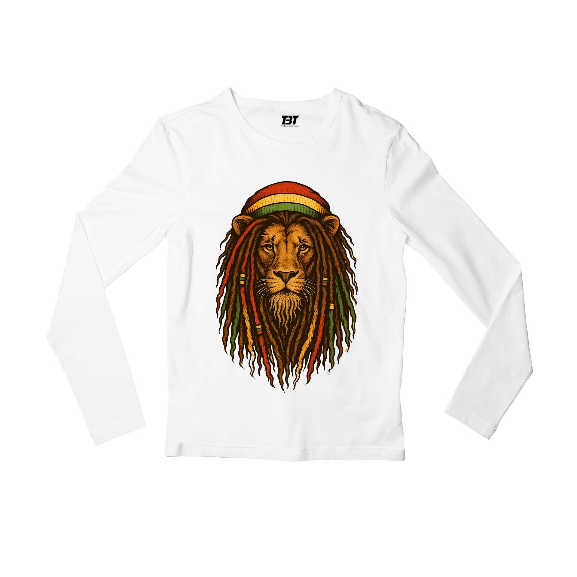 bob marley rasta lion full sleeves long sleeves music band buy online india the banyan tee tbt men women girls boys unisex white