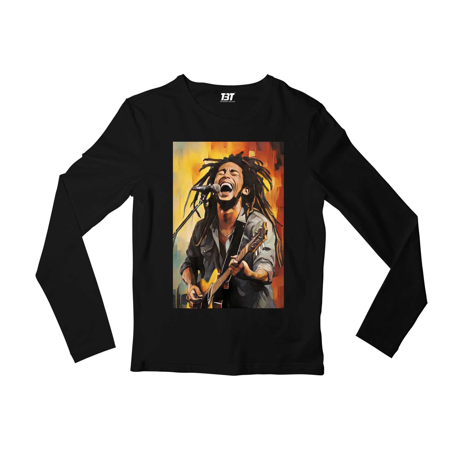 bob marley fan art lion full sleeves long sleeves music band buy online india the banyan tee tbt men women girls boys unisex black