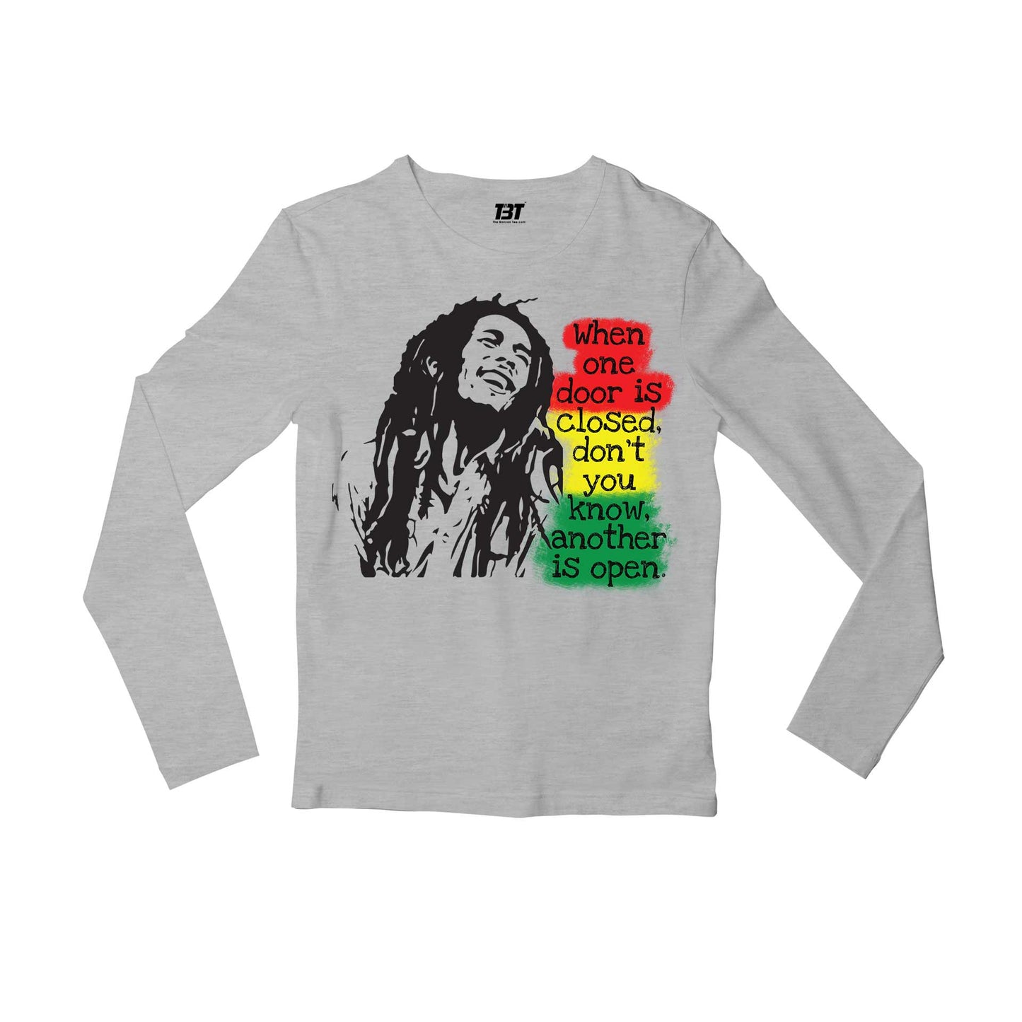 bob marley when one door is closed full sleeves long sleeves music band buy online india the banyan tee tbt men women girls boys unisex gray