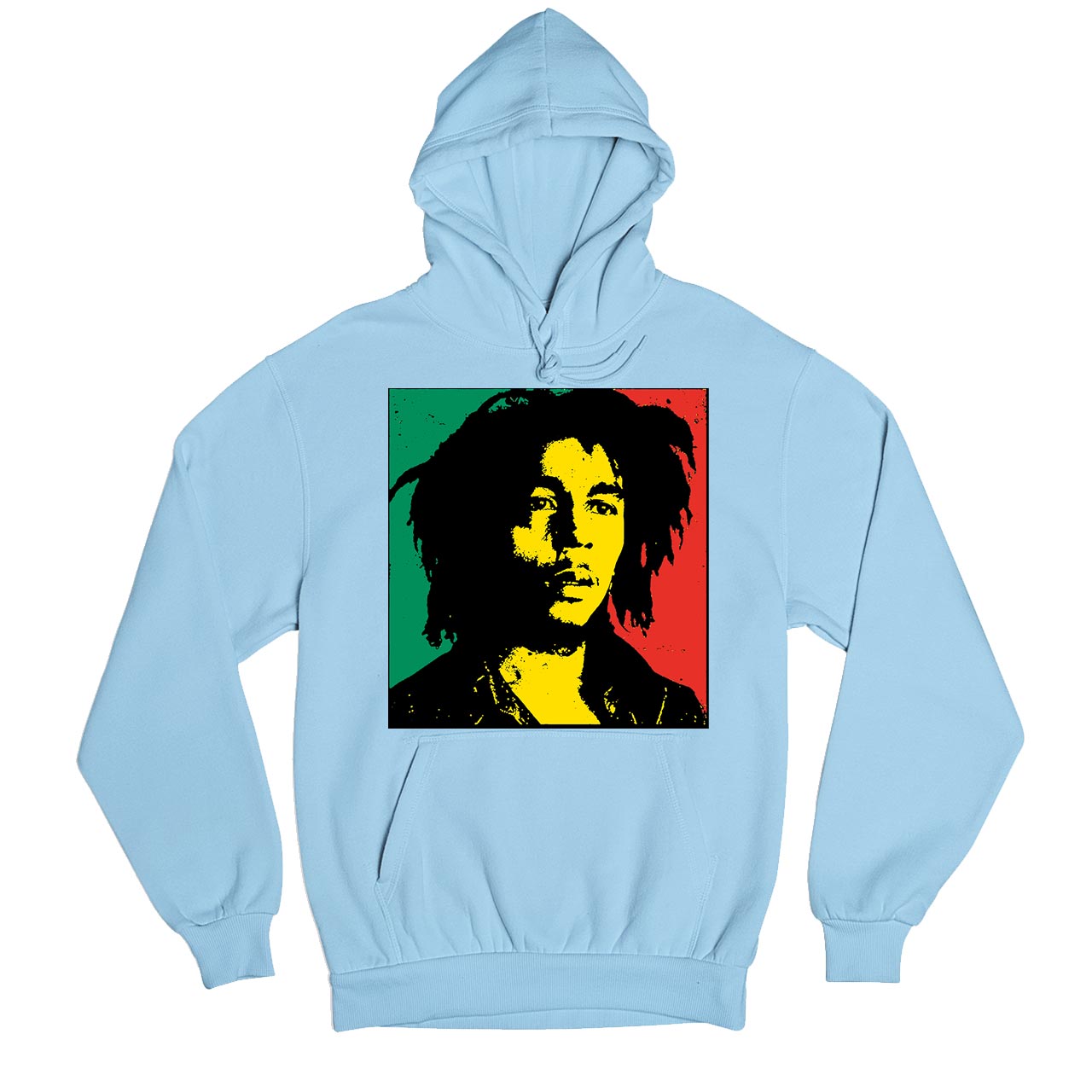 bob marley pop art hoodie hooded sweatshirt winterwear music band buy online india the banyan tee tbt men women girls boys unisex baby blue
