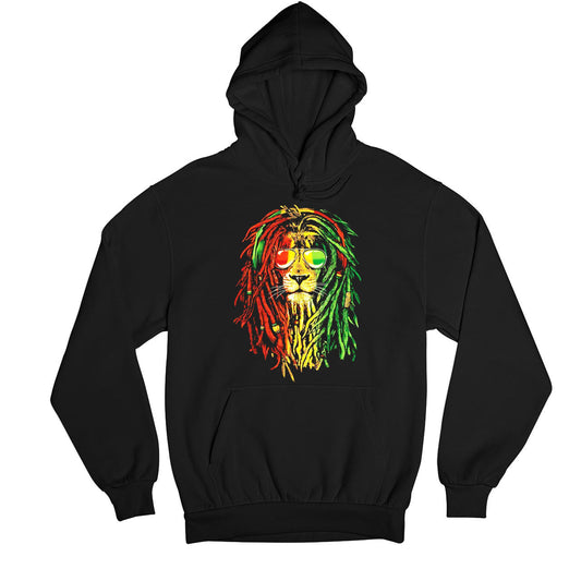 bob marley rasta lion hoodie hooded sweatshirt winterwear music band buy online india the banyan tee tbt men women girls boys unisex black