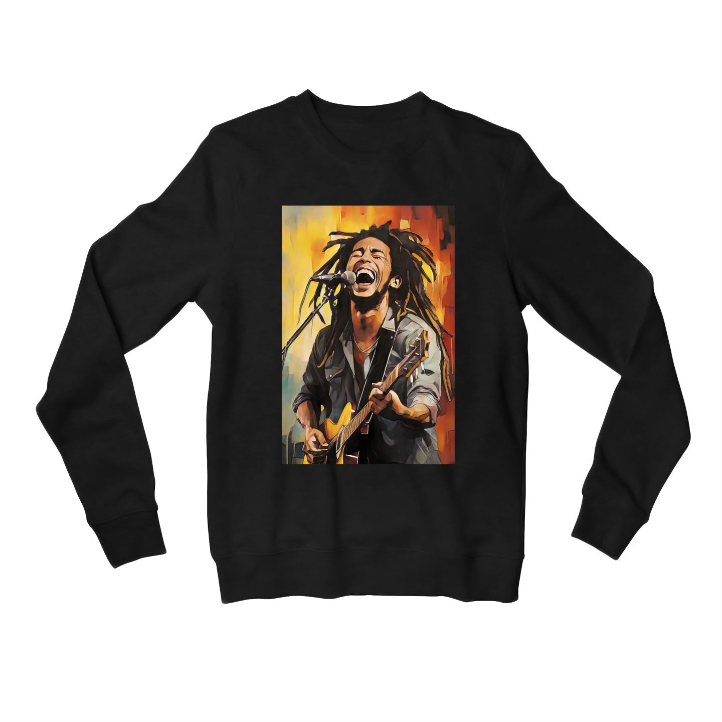 bob marley fan art sweatshirt upper winterwear music band buy online india the banyan tee tbt men women girls boys unisex black