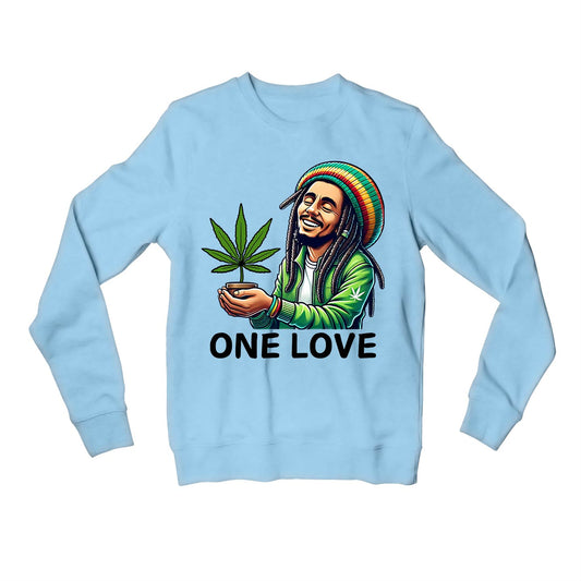 bob marley the only love sweatshirt upper winterwear music band buy online india the banyan tee tbt men women girls boys unisex baby blue