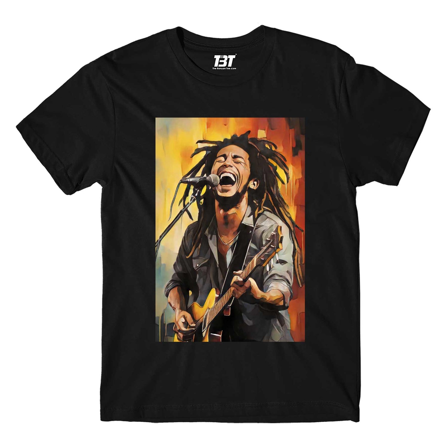 bob marley fan art lion t-shirt music band buy online india the banyan tee tbt men women girls boys unisex black