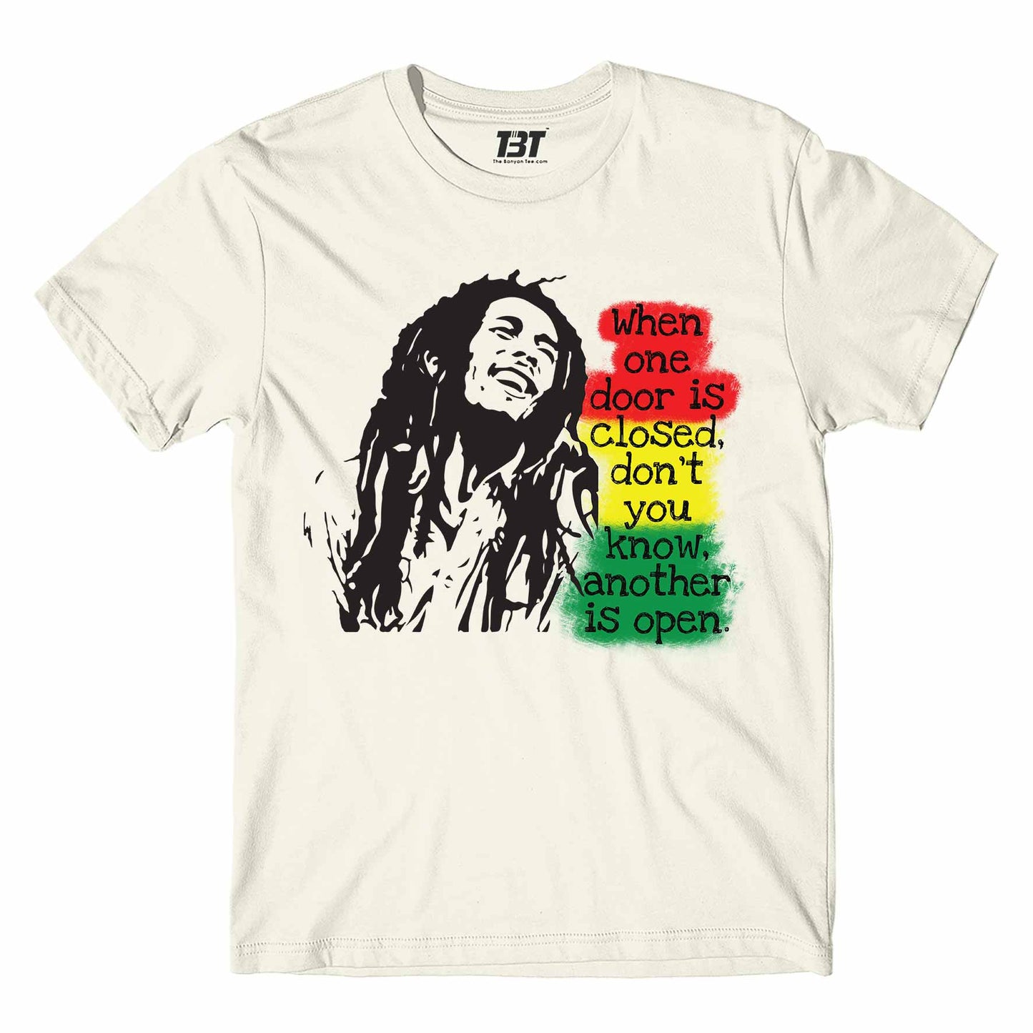 bob marley when one door is closed t-shirt music band buy online india the banyan tee tbt men women girls boys unisex Off White