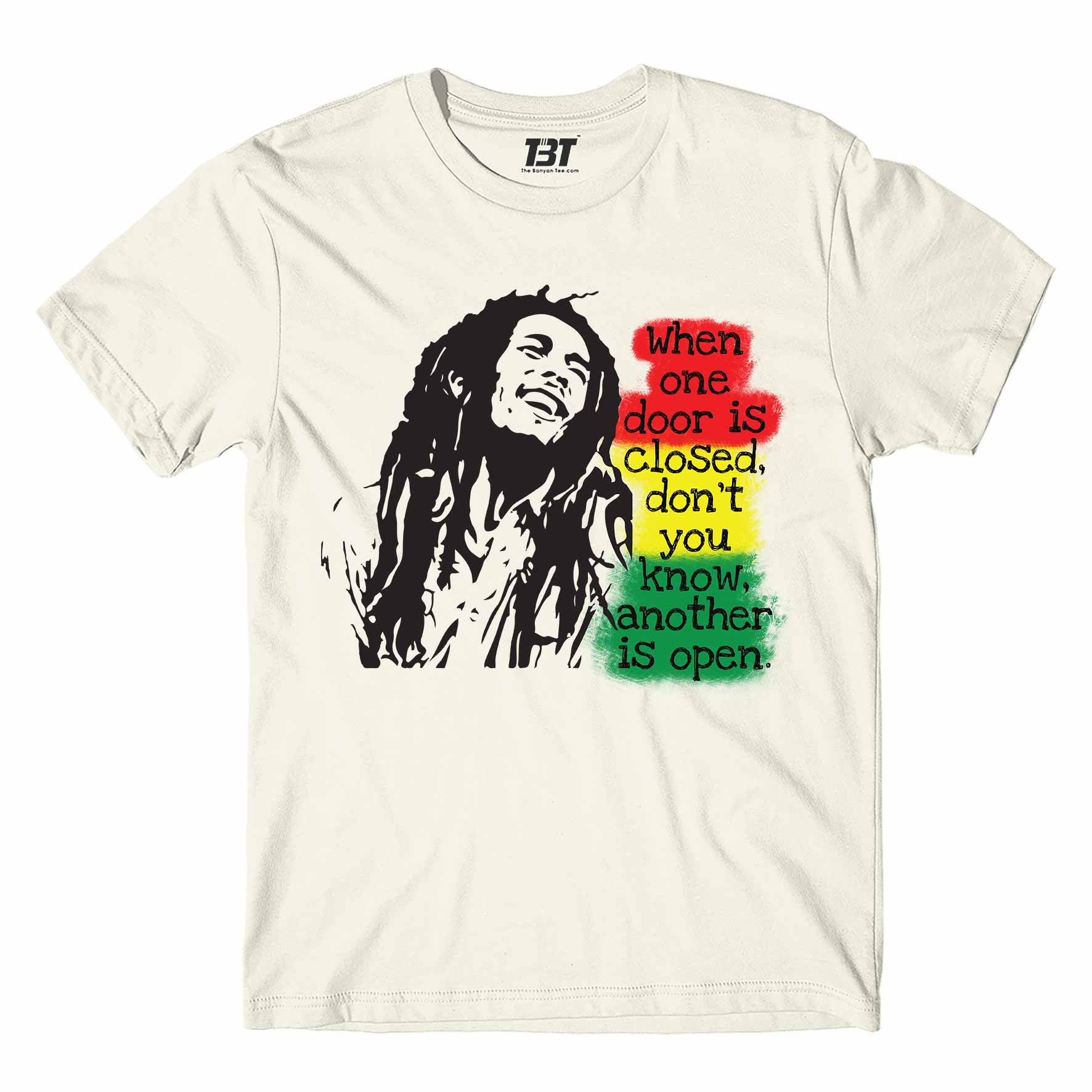 bob marley when one door is closed t-shirt music band buy online india the banyan tee tbt men women girls boys unisex Off White