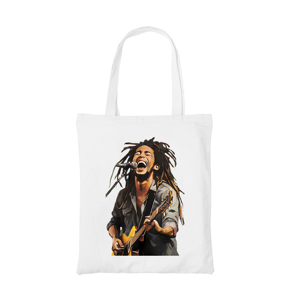 bob marley fan art tote bag hand printed cotton women men unisex