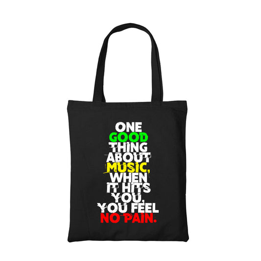 bob marley good thing about music tote bag hand printed cotton women men unisex