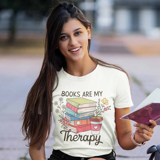 graphic books are my therapy t-shirt printed graphic stylish buy online india the banyan tee tbt men women girls boys unisex off white 