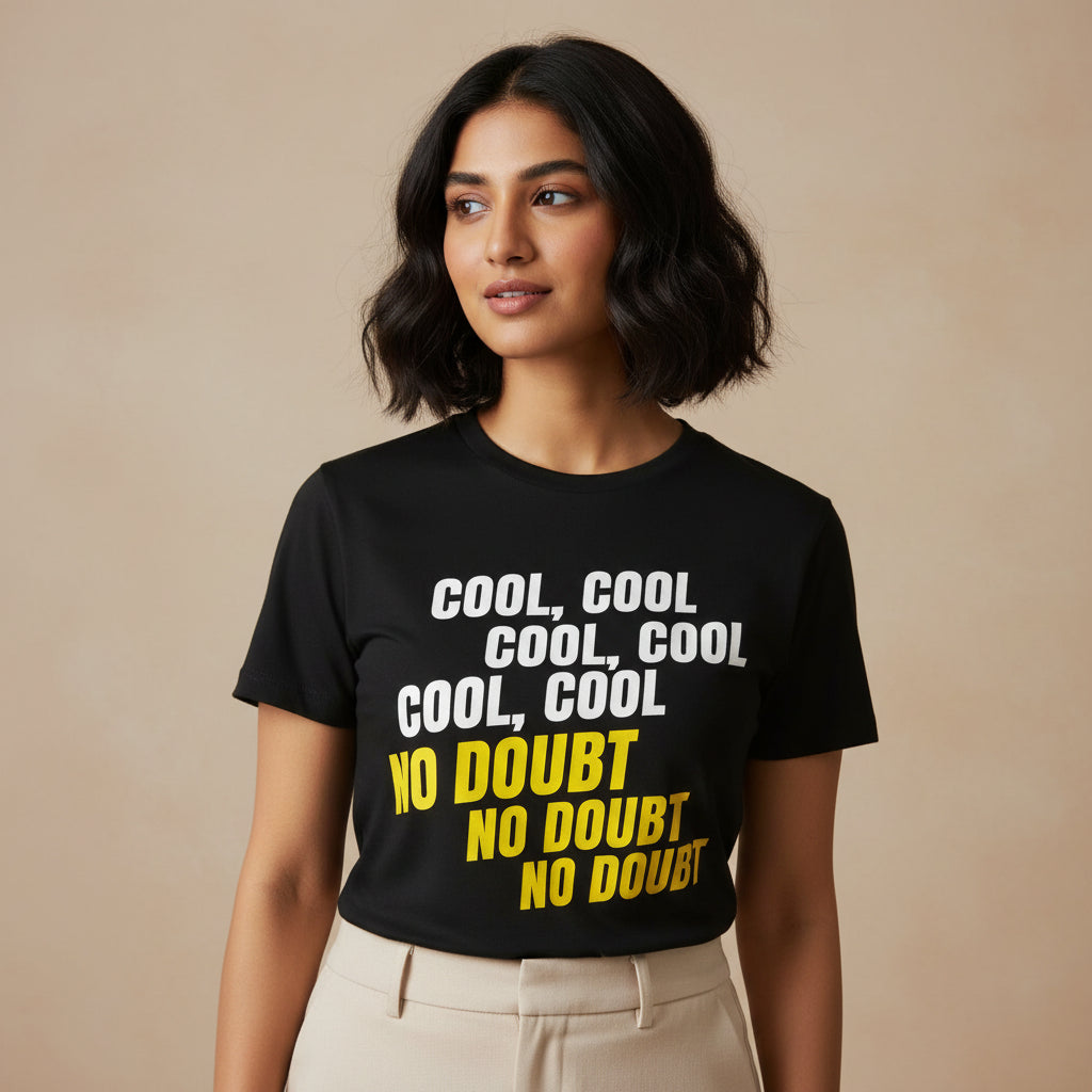 brooklyn nine-nine cool cool cool no doubt no doubt no doubt t-shirt buy online india the banyan tee tbt men women girls boys unisex black detective jake peralta terry charles boyle gina linetti andy samberg merchandise clothing acceessories