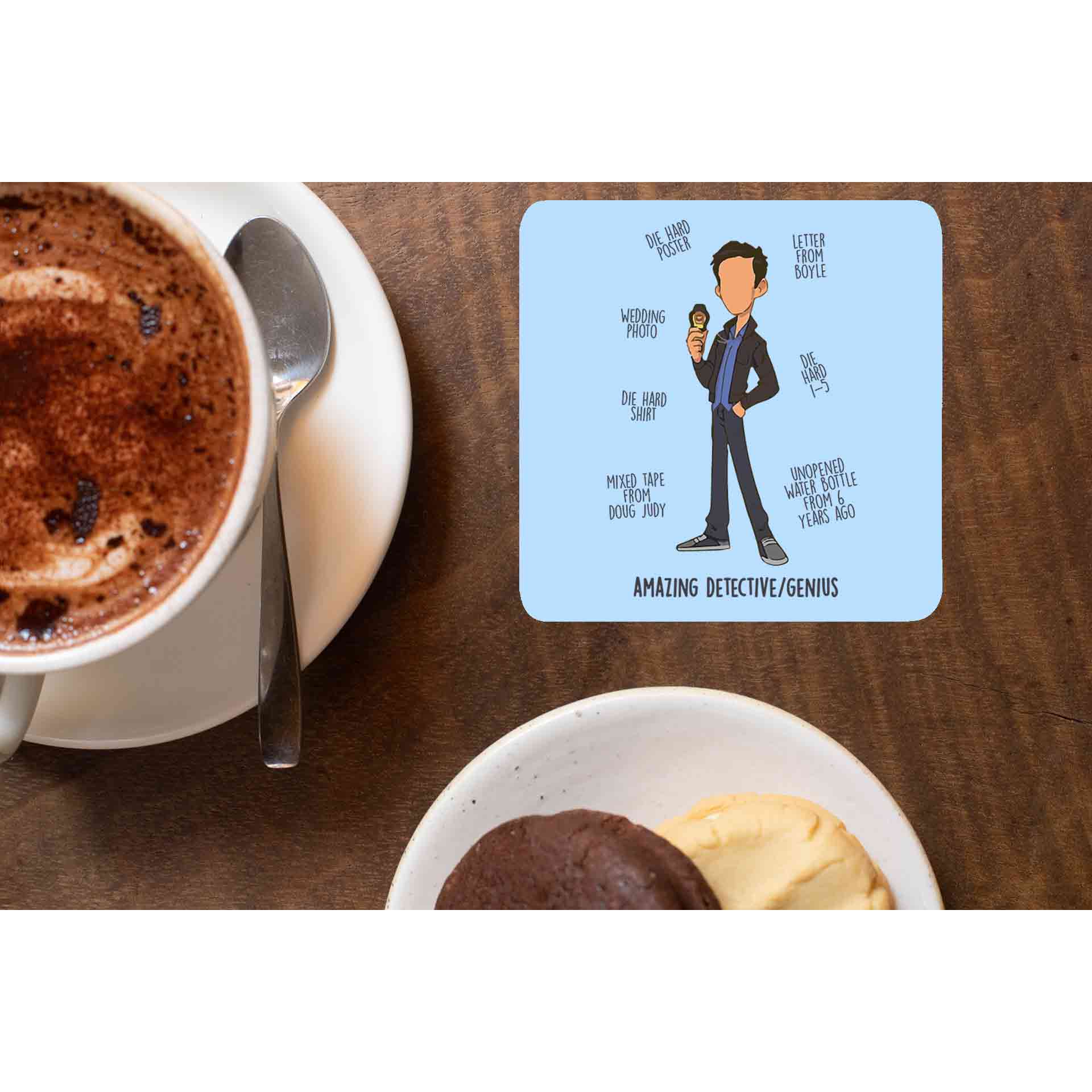 brooklyn nine-nine amazing detective / genius coasters wooden table cups indian tv & movies buy online india the banyan tee tbt men women girls boys unisex  stranger things eleven demogorgon shadow monster dustin quote vector art clothing accessories merchandise