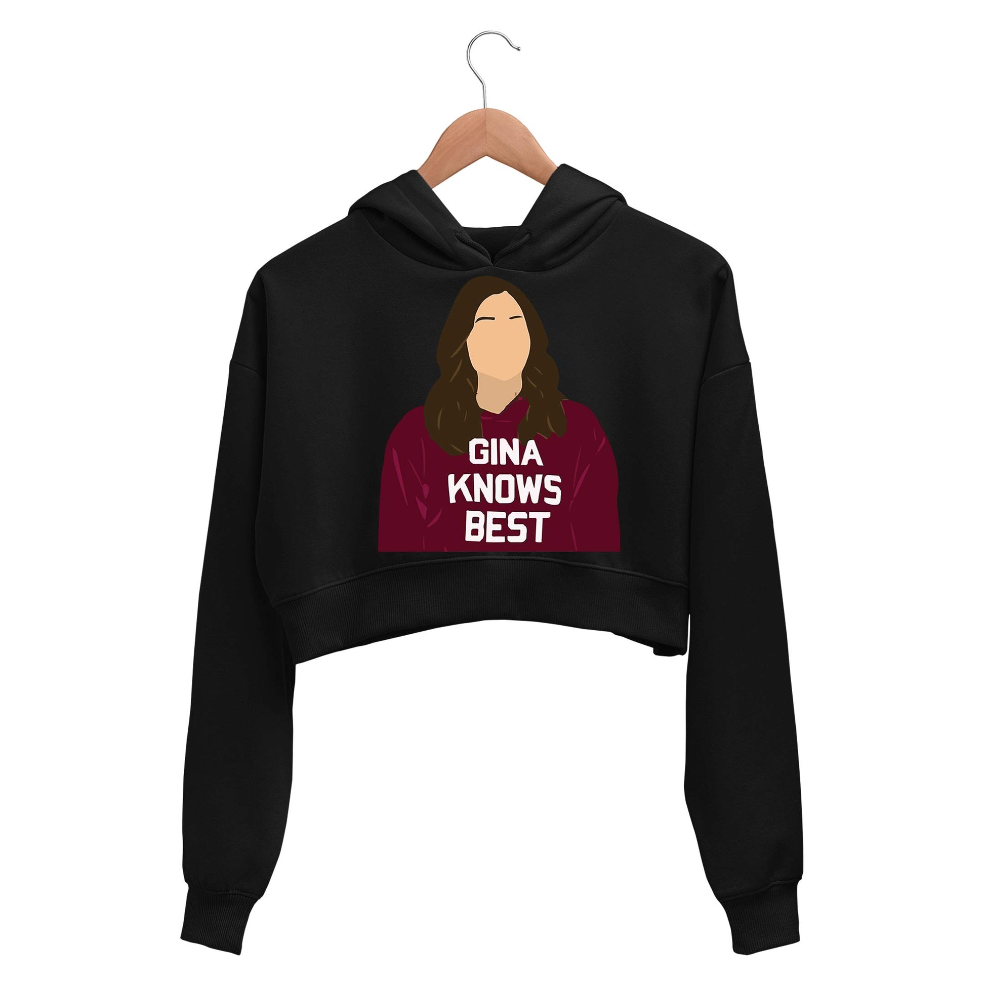 brooklyn nine-nine gina knows best crop hoodie hooded sweatshirt upper winterwear buy online india the banyan tee tbt men women girls boys unisex black detective jake peralta terry charles boyle gina linetti andy samberg merchandise clothing acceessories