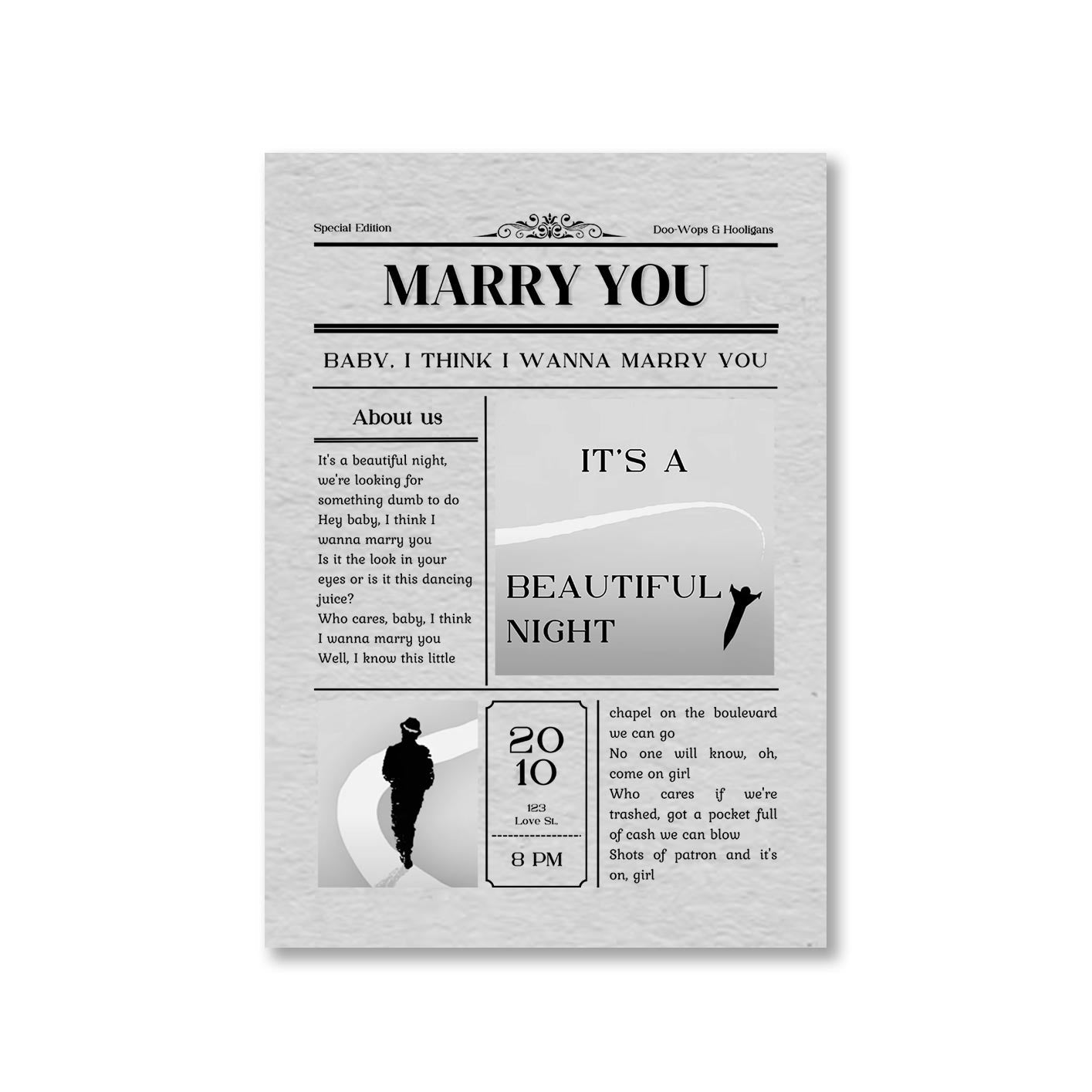 bruno mars marry you poster wall art buy online india the banyan tee tbt a4