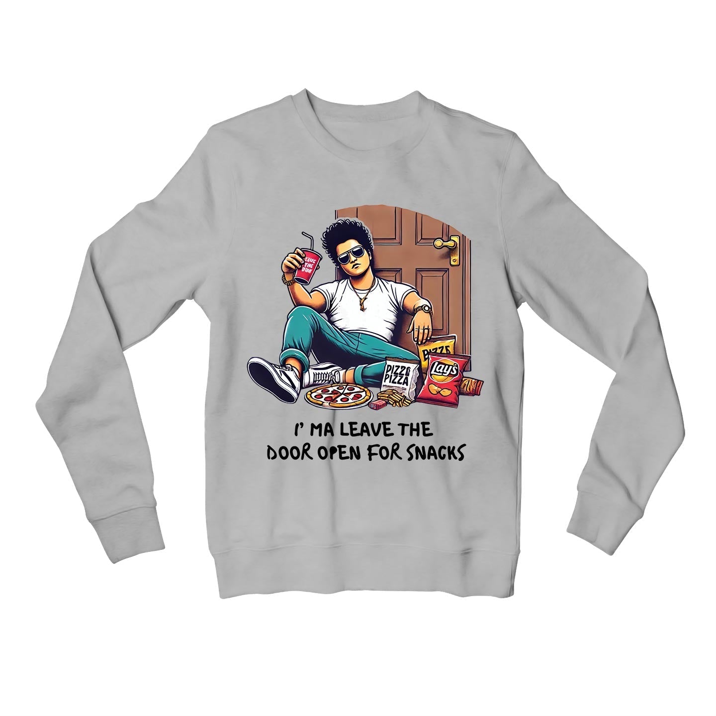 bruno mars door open sweatshirt upper winterwear music band buy online india the banyan tee tbt men women girls boys unisex gray