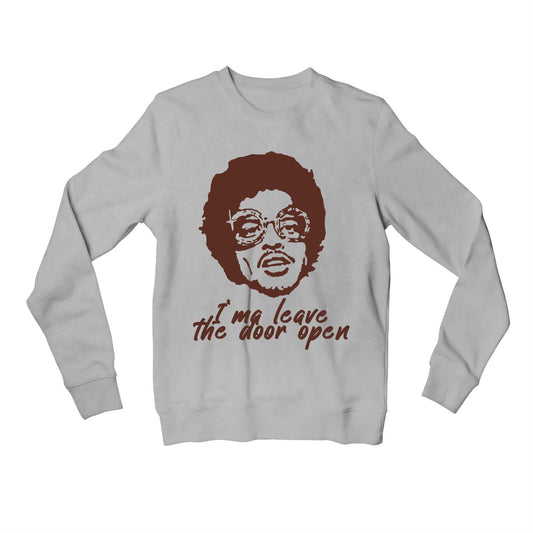 bruno mars leave the door open sweatshirt upper winterwear music band buy online india the banyan tee tbt men women girls boys unisex gray