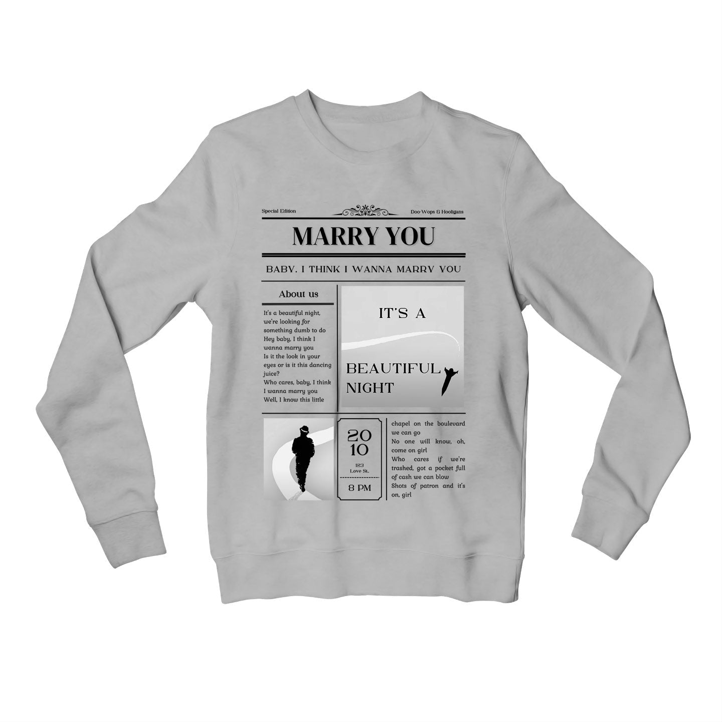 bruno mars marry you sweatshirt upper winterwear music band buy online india the banyan tee tbt men women girls boys unisex gray