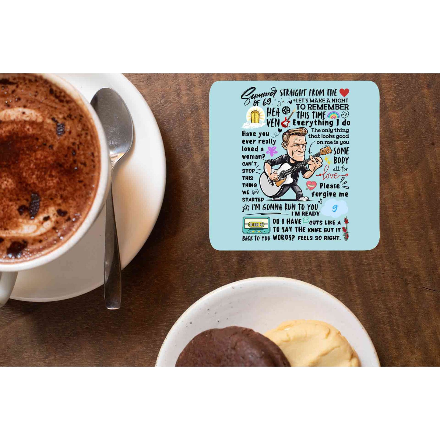 bryan adams everything i doodle coasters wooden table cups indian music band buy online india the banyan tee tbt men women girls boys unisex  