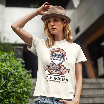 graphic calm-a-sutra t-shirt printed graphic stylish buy online india the banyan tee tbt men women girls boys unisex off white 
