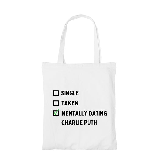 charlie puth mentally dating tote bag hand printed cotton women men unisex